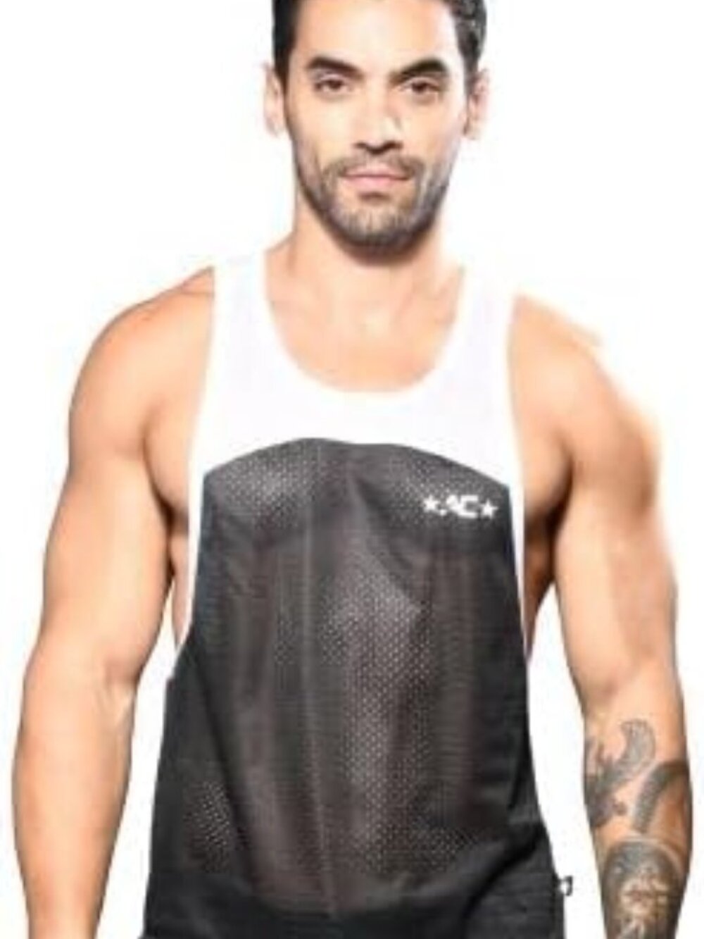 Original Andrew Christian Sporty Mesh Tank, Black/White